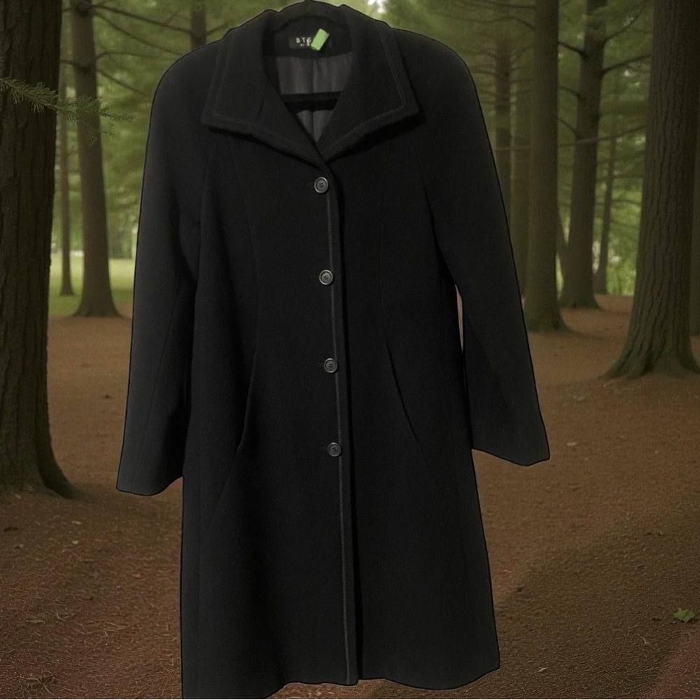 Steve by Searle Classic Black Cashmere Coat size 4-6 - Picture 3 of 14